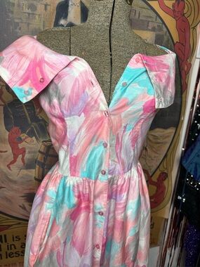 Malia Pastel Watercolour Abstract Floral Print Button Down Dress